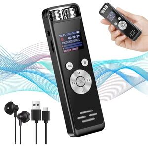 64GB Digital Voice Recorder Playback Portable Recording Device Voice Activated